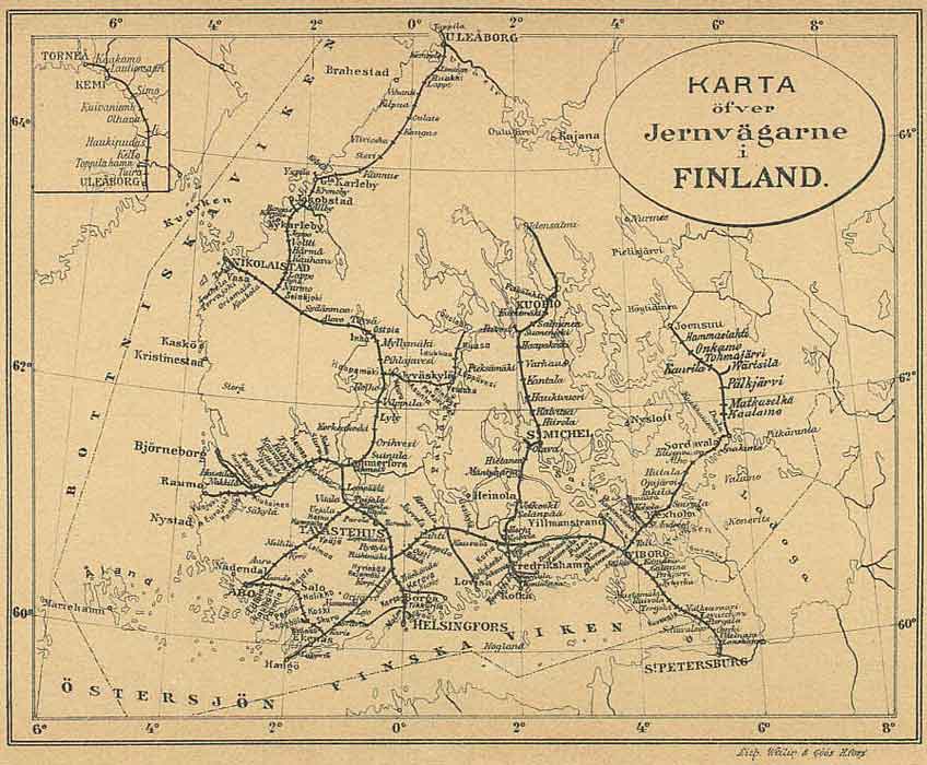 railway map finland 1905